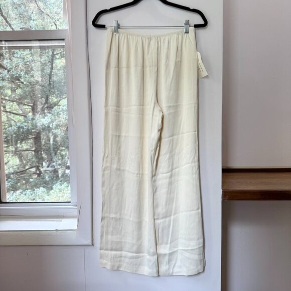 NWT DONNI Satiny Simple Pants Wide Leg in Creme - Picture 8 of 11
